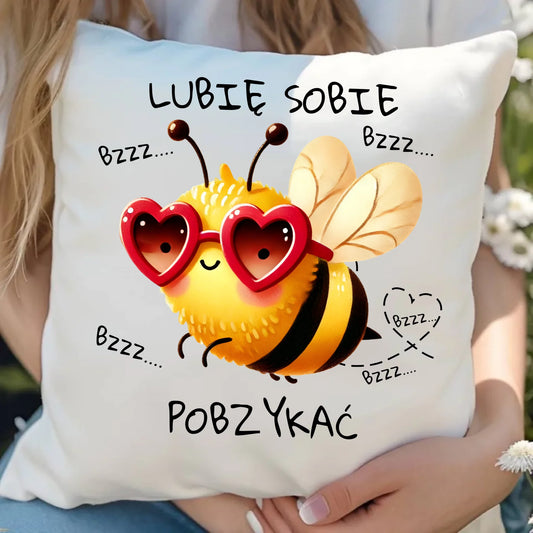 Poduszka z miłosnym nadrukiem dla zakochanych 40x40 cm prezent na Walentynki i Święta dla niej i dla niego