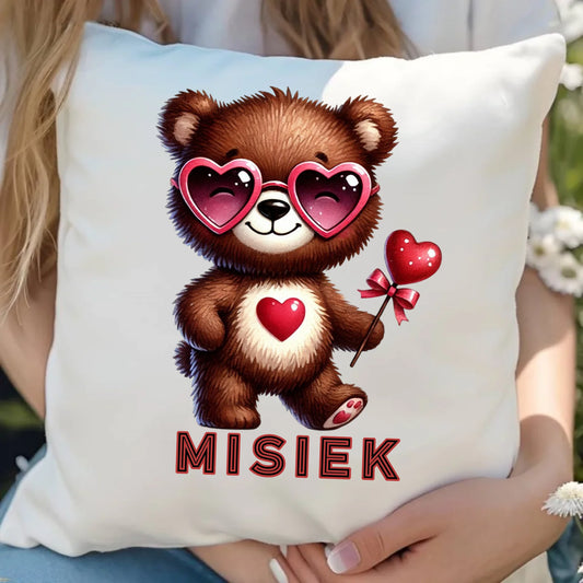 Poduszka z miłosnym nadrukiem dla zakochanych 40x40 cm prezent na Walentynki i Święta dla niej i dla niego