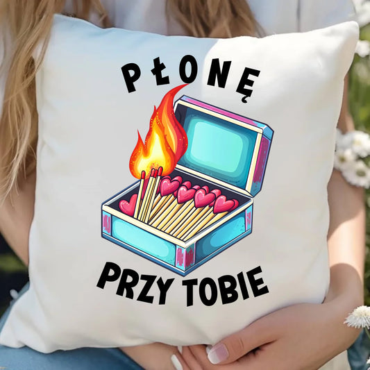 Poduszka z miłosnym nadrukiem dla zakochanych 40x40 cm prezent na Walentynki i Święta dla niej i dla niego
