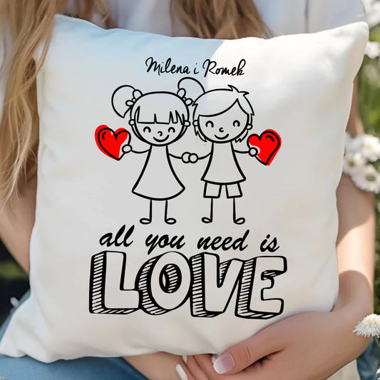 Poduszka z miłosnym nadrukiem dla zakochanych 40x40 cm prezent na Walentynki i Święta dla niej i dla niego