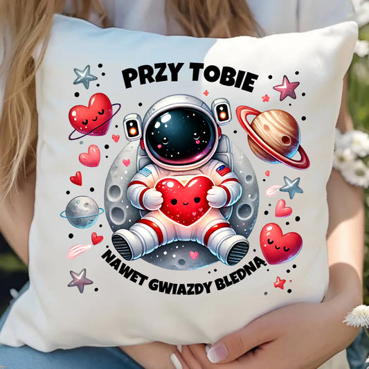 Poduszka z miłosnym nadrukiem dla zakochanych 40x40 cm prezent na Walentynki i Święta dla niej i dla niego