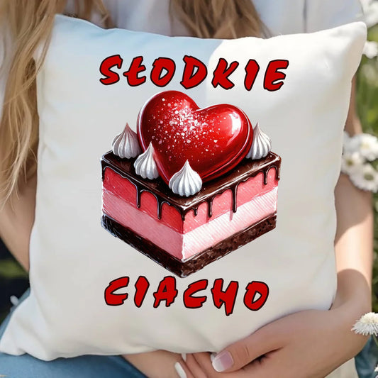 Poduszka z miłosnym nadrukiem dla zakochanych 40x40 cm prezent na Walentynki i Święta dla niej i dla niego