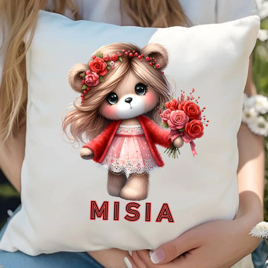 Poduszka z miłosnym nadrukiem dla zakochanych 40x40 cm prezent na Walentynki i Święta dla niej i dla niego