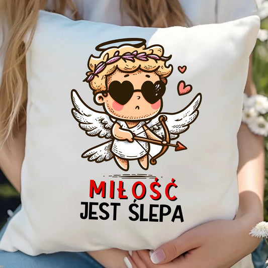Poduszka z miłosnym nadrukiem dla zakochanych 40x40 cm prezent na Walentynki i Święta dla niej i dla niego