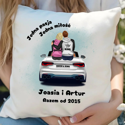 Jedna pasja, jedna miłość imiona | Personalizowana poduszka dla par W06 - StoryCups.pl