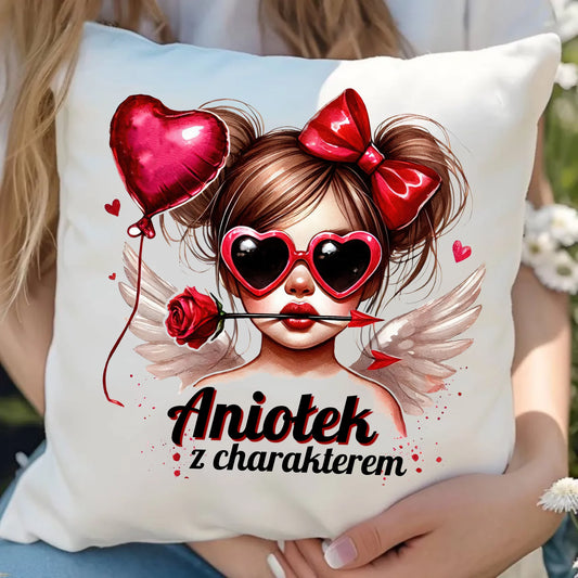 Poduszka z miłosnym nadrukiem dla zakochanych 40x40 cm prezent na Walentynki i Święta dla niej i dla niego