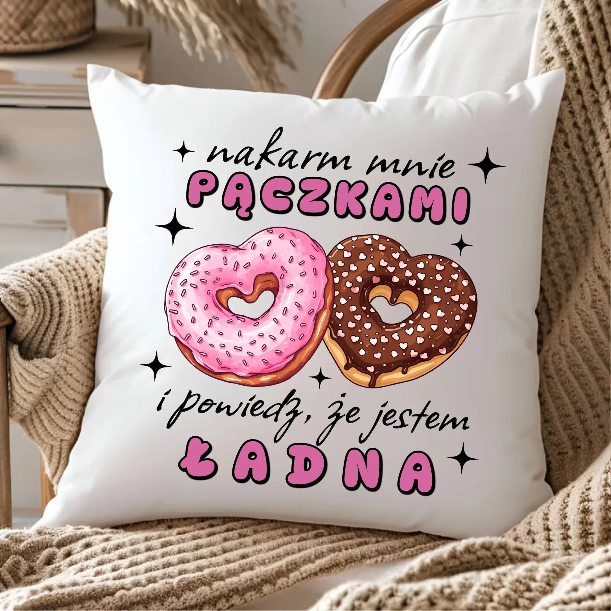 Nakarm mnie pączkami | Poduszka W59 - StoryCups.pl