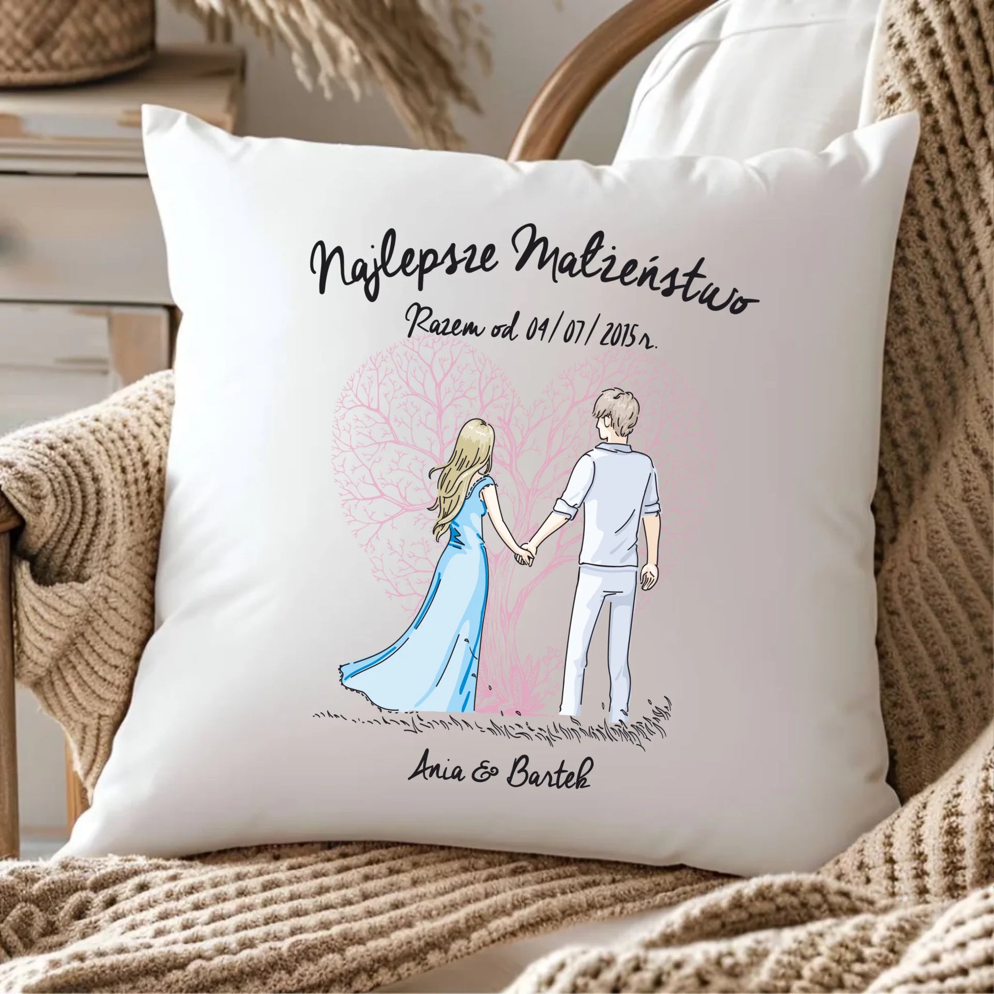 Poduszka - prezent dla żony i męża Rocznica Ślubu - Najlepsze małżeństwo - personalizowana W03 - StoryCups.pl