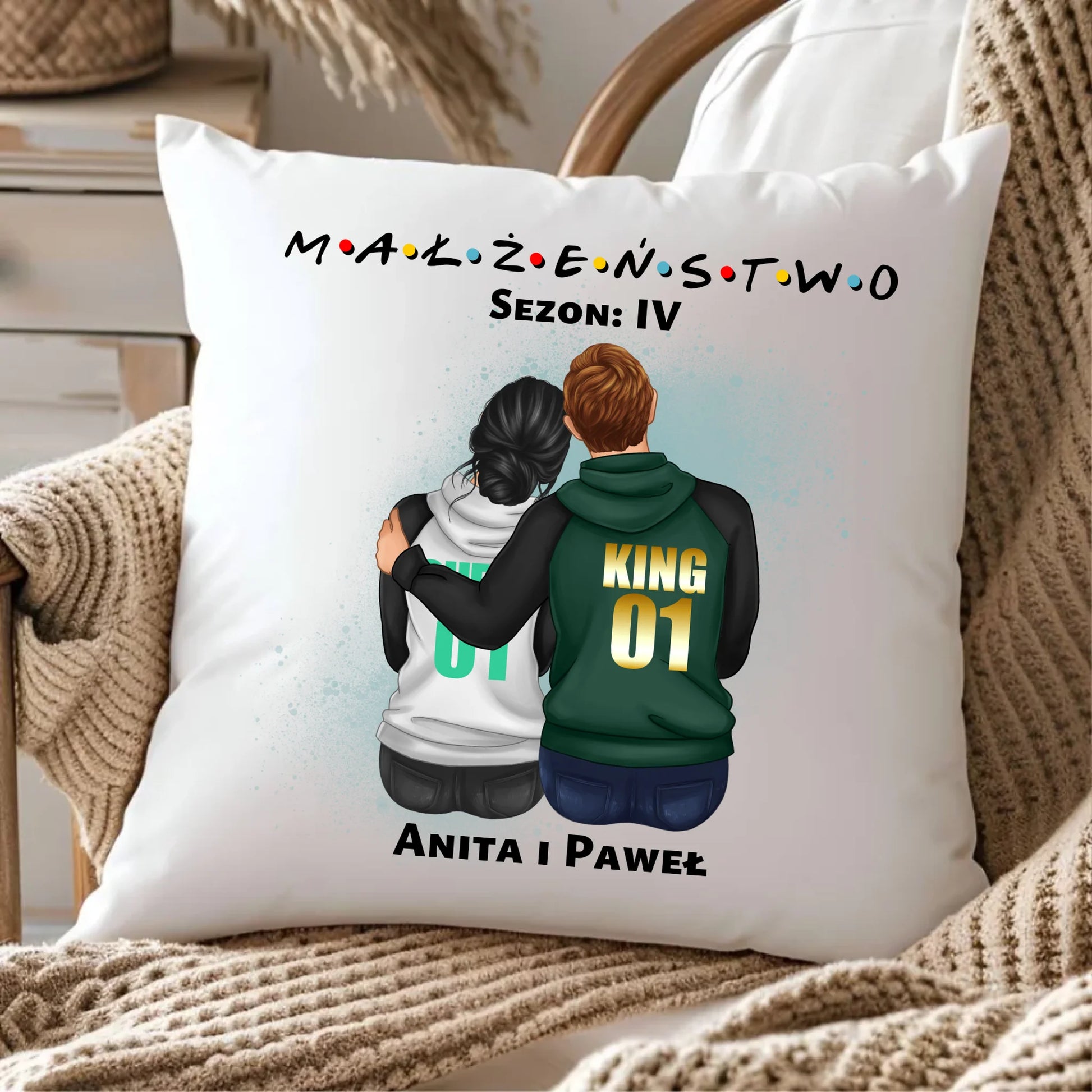 Poduszka dla par - personalizowany prezent dla żony i męża na rocznicę ślubu – Małżeństwo W05 - StoryCups.pl