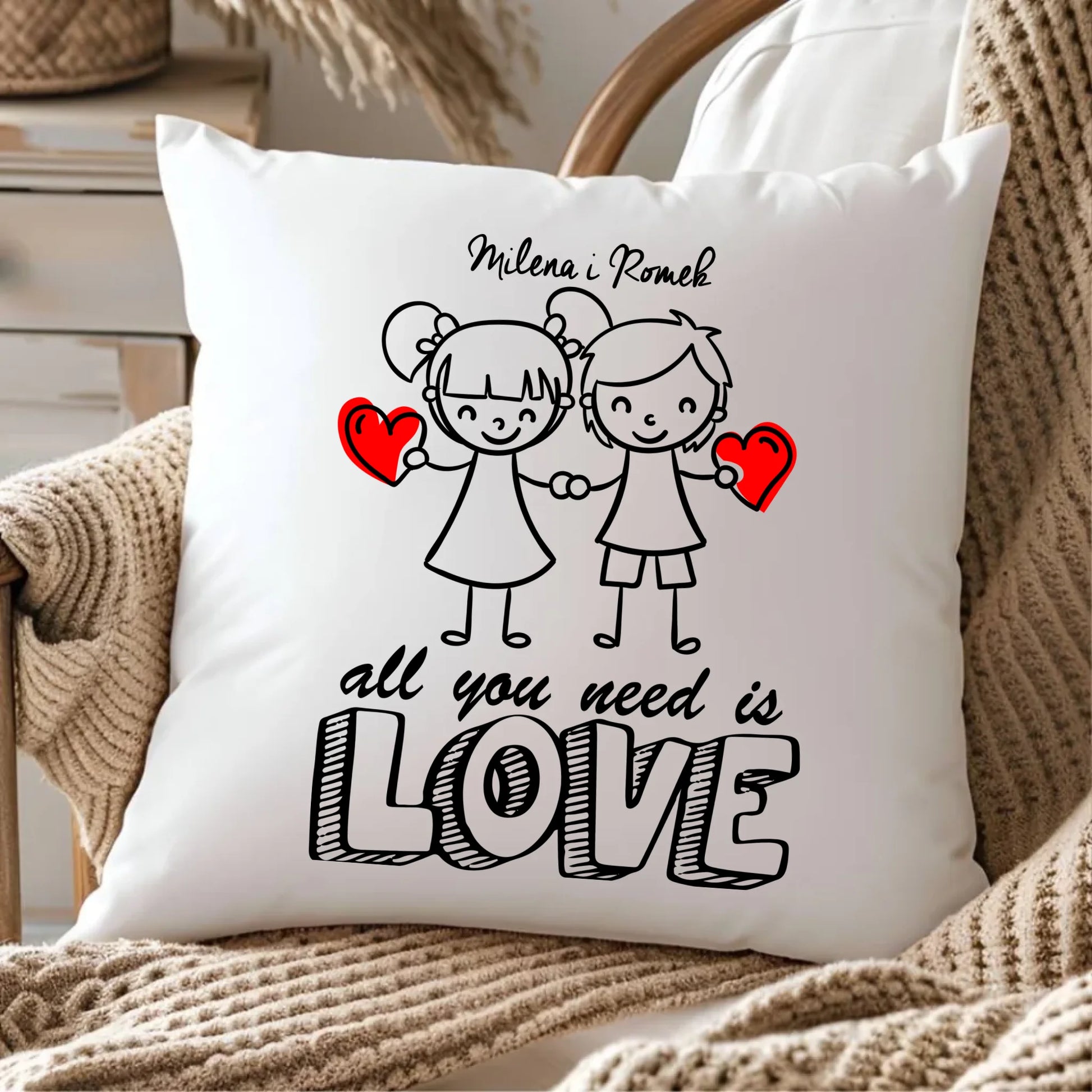Poduszka dla par - prezent dla chłopaka i dziewczyny - Love - personalizowana W13 - StoryCups.pl