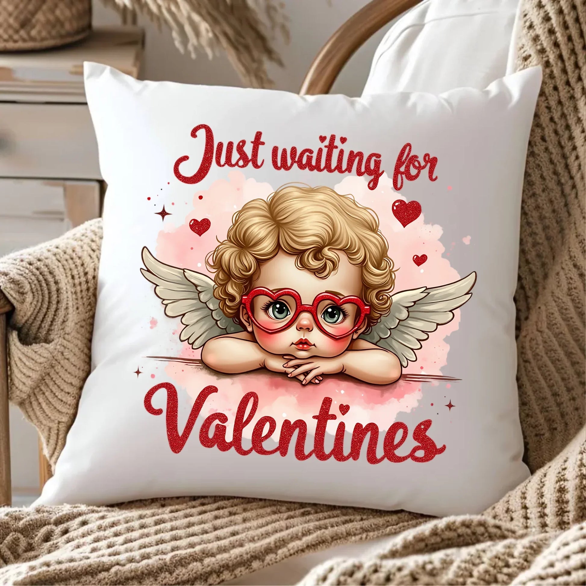 Czekam tylko na Walentynki | Poduszka walentynkowa W24 - StoryCups.pl