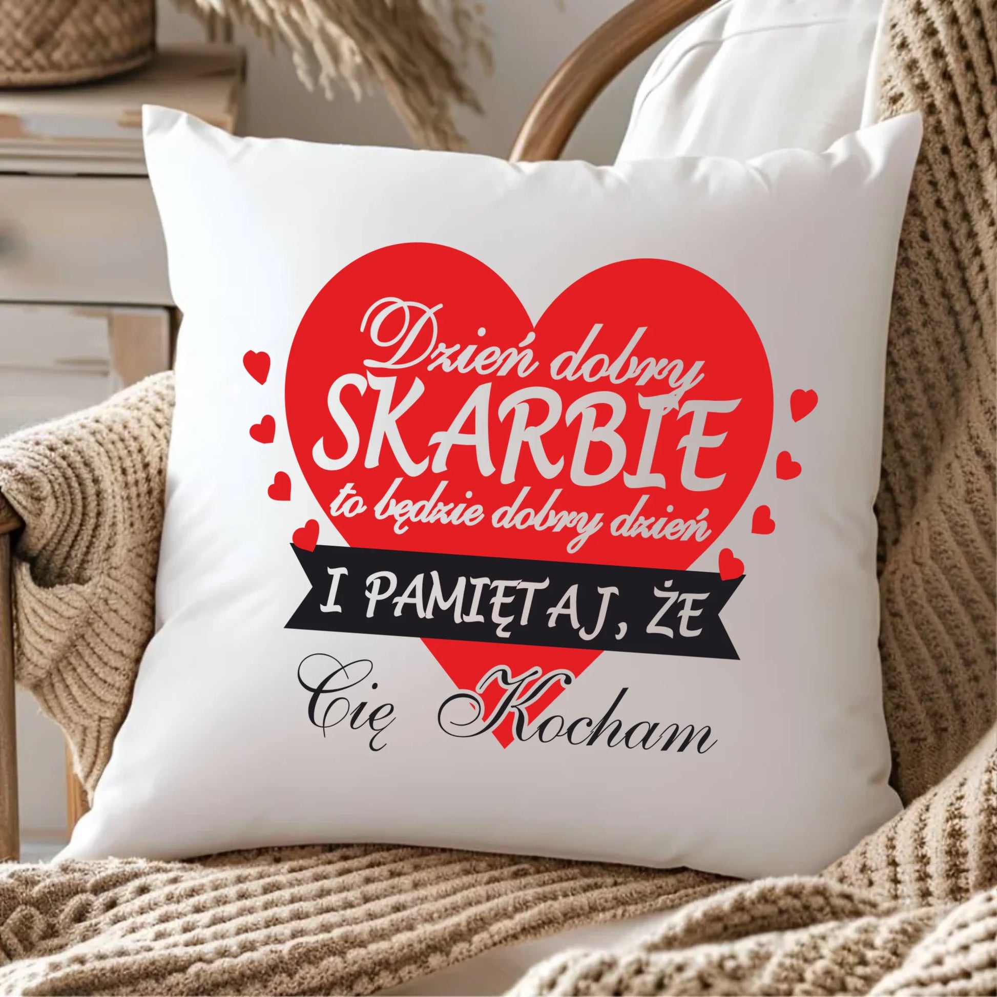 Poduszka - prezent dla par - Dzień dobry Skarbie W02 - StoryCups.pl