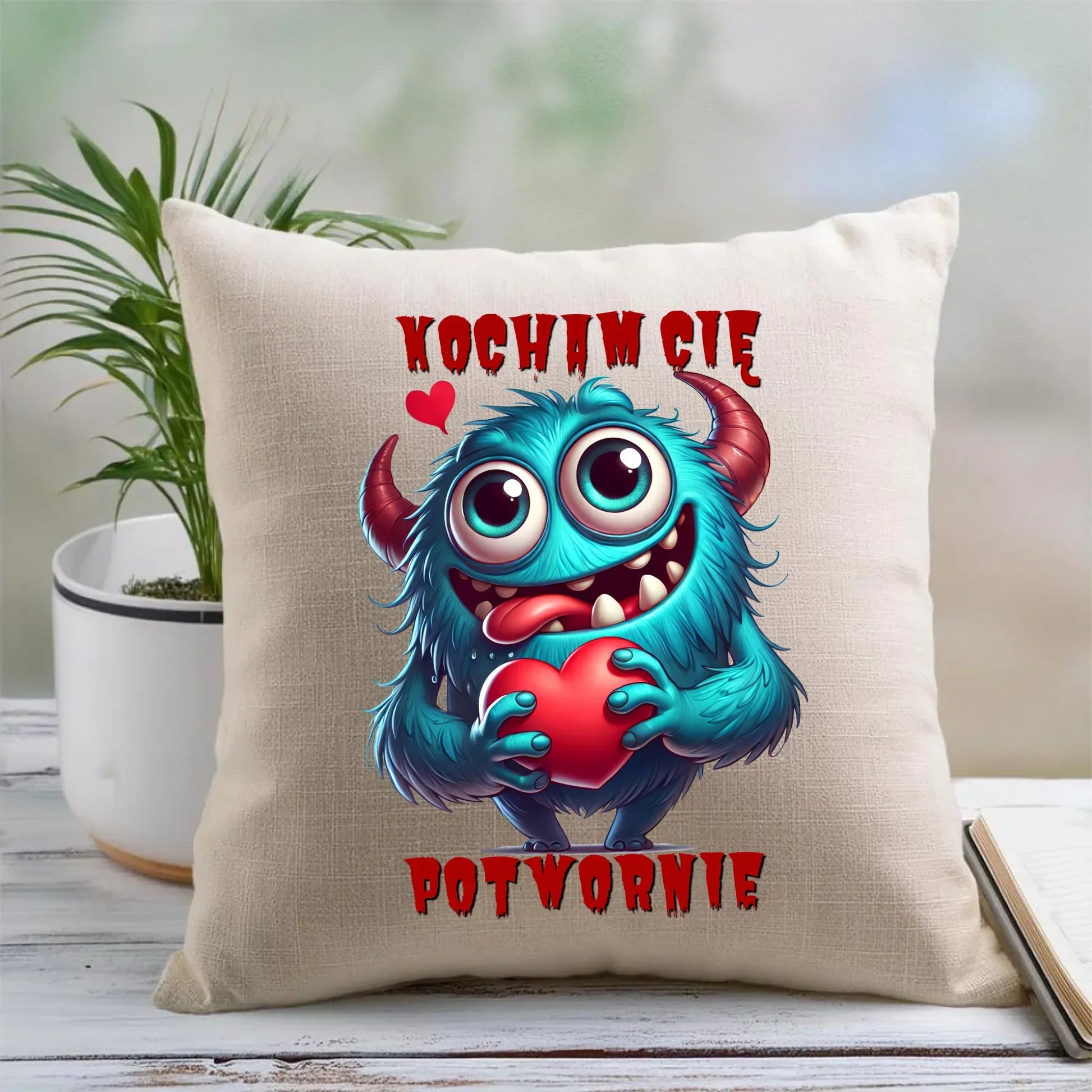 Kocham Cię potwornie | Poduszka W45 - StoryCups.pl