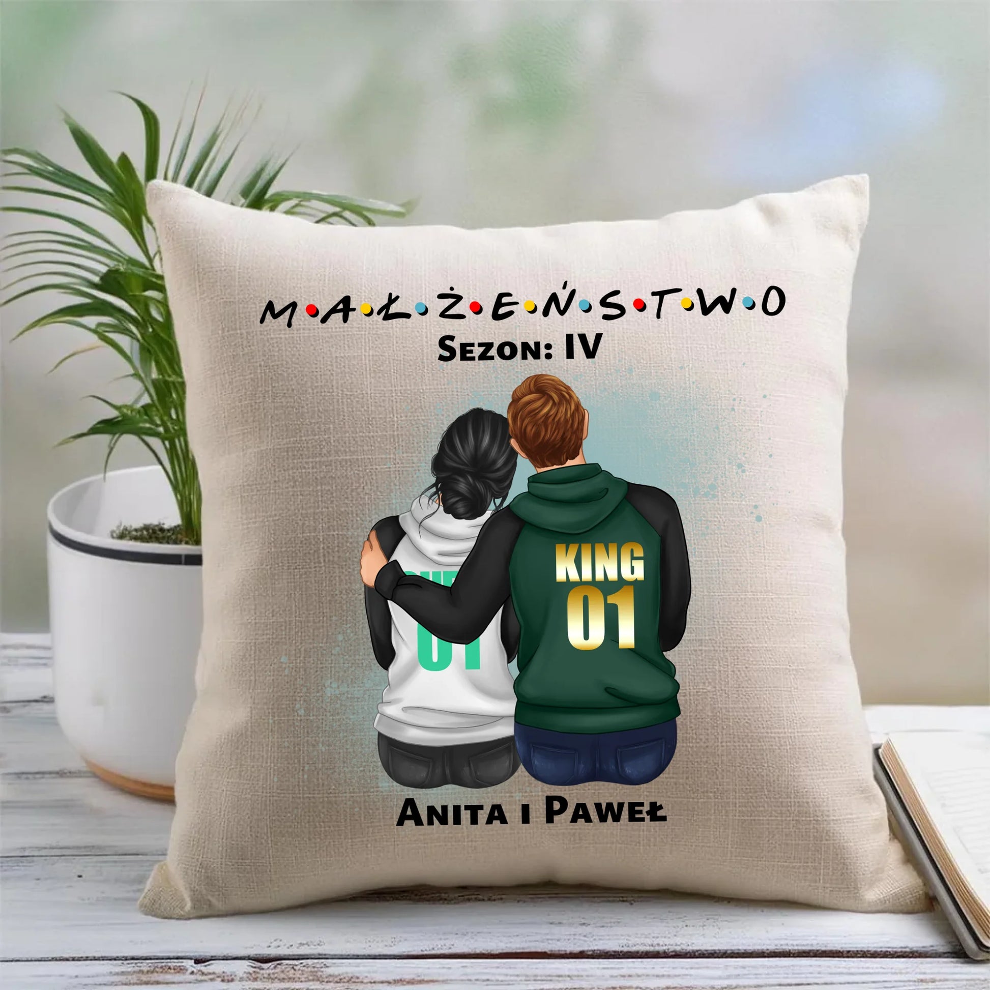 Poduszka dla par - personalizowany prezent dla żony i męża na rocznicę ślubu – Małżeństwo W05 - StoryCups.pl
