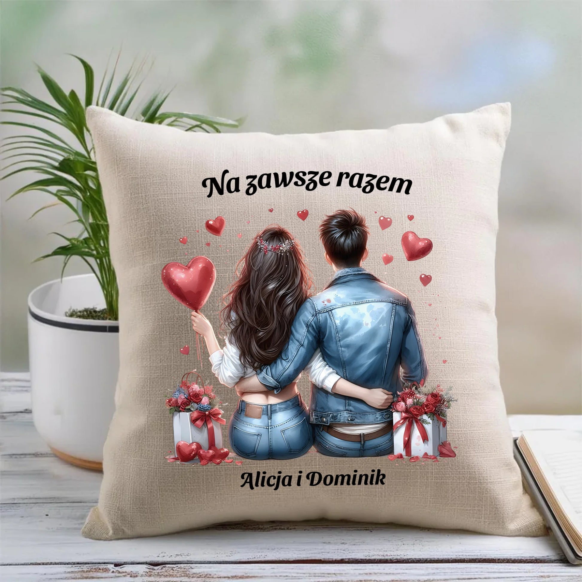 Poduszka dla par - prezent dla dziewczyny i chłopaka - Na zawsze razem - personalizowana W07 - StoryCups.pl