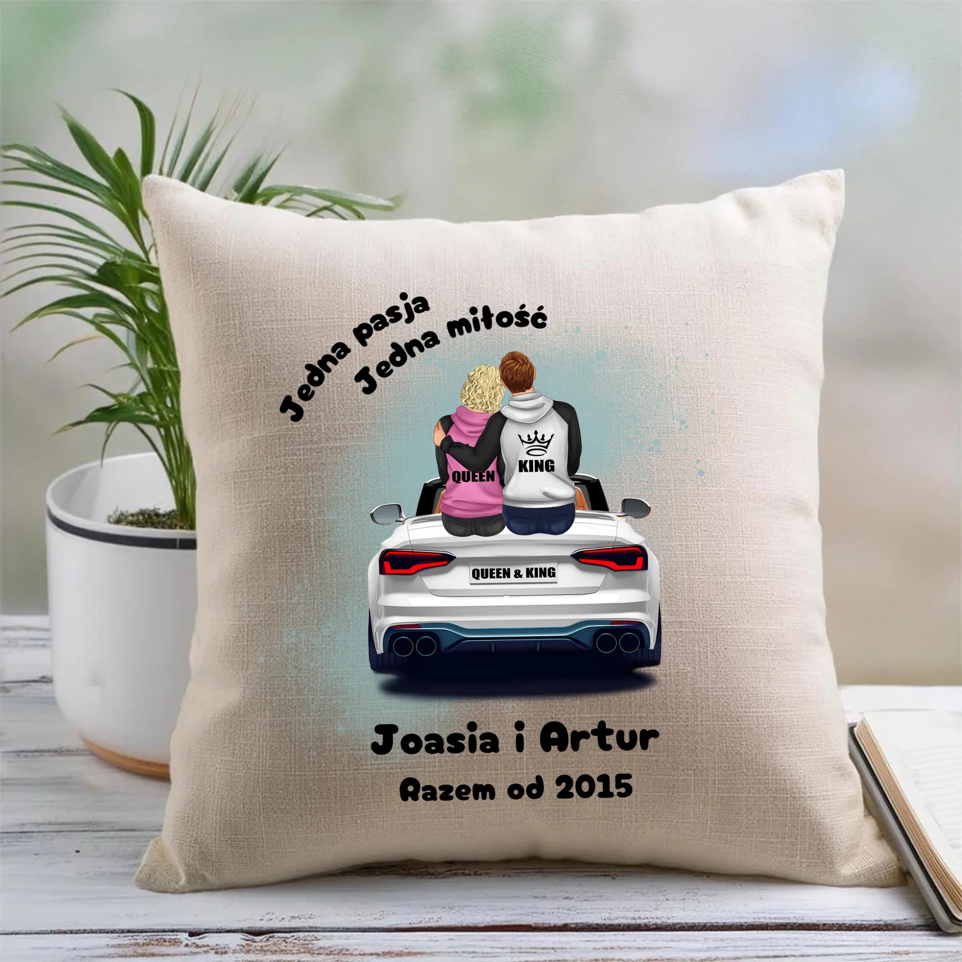 Poduszka dla par - personalizowany prezent dla chłopaka i dziewczyny - Jedna miłość W06 - StoryCups.pl