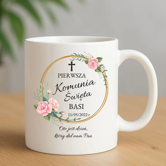 Kubek | Prezent na Pierwszą Komunię Świętą dla dziewczynki - personalizowany PK03
