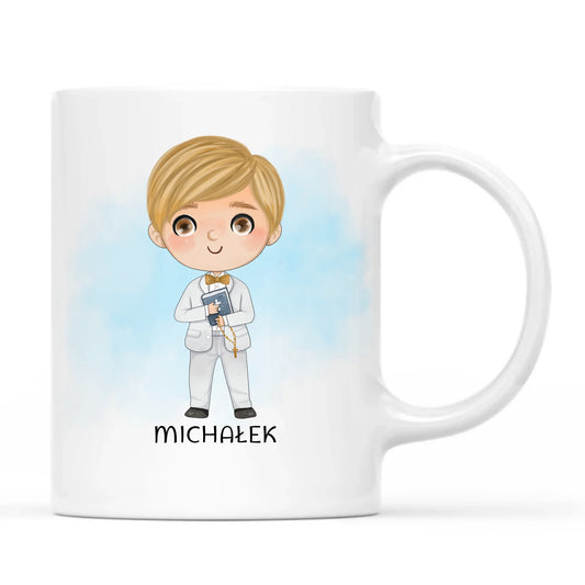 Kubek | Prezent na Pierwszą Komunię Świętą dla chłopca - cytat personalizowany PK05 - StoryCups.pl