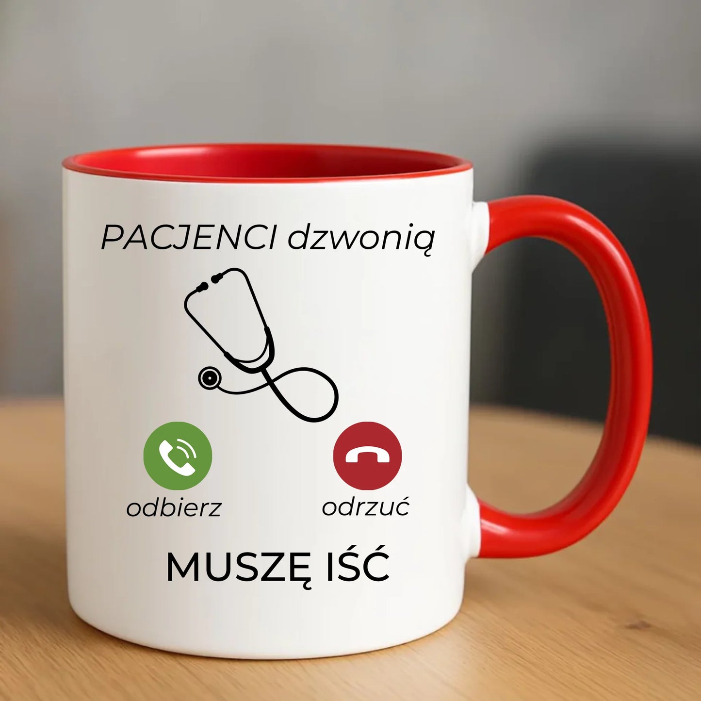 Kubek dla lekarza - Pacjenci dzwonią muszę iść L06 - StoryCups.pl