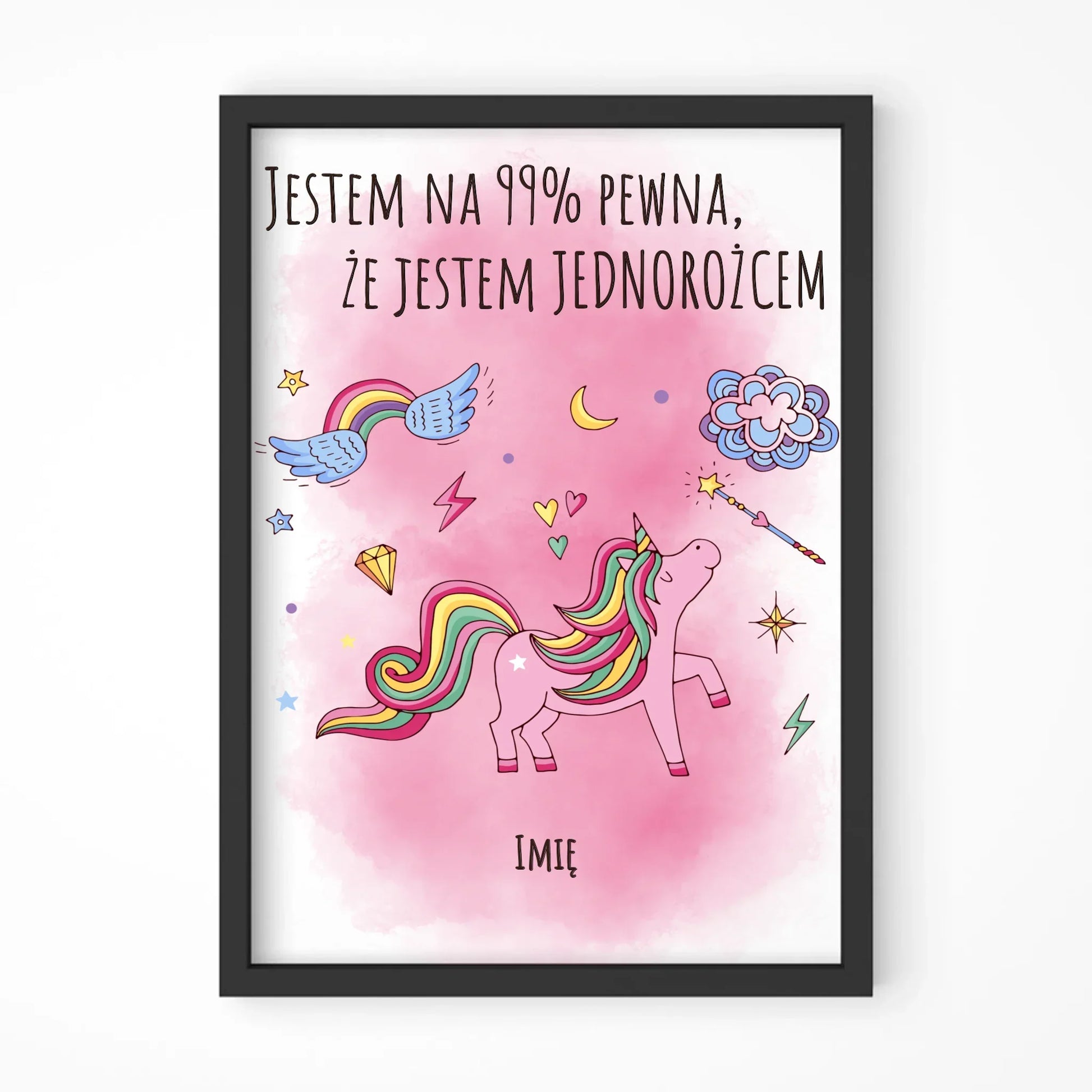 Na 99% jestem jednorożcem | Obraz w ramie dla dziecka DD12 - StoryCups.pl