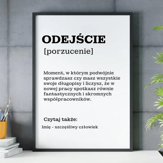 Odejście [porzucenie] | Obraz w ramie na odejście z pracy OP01