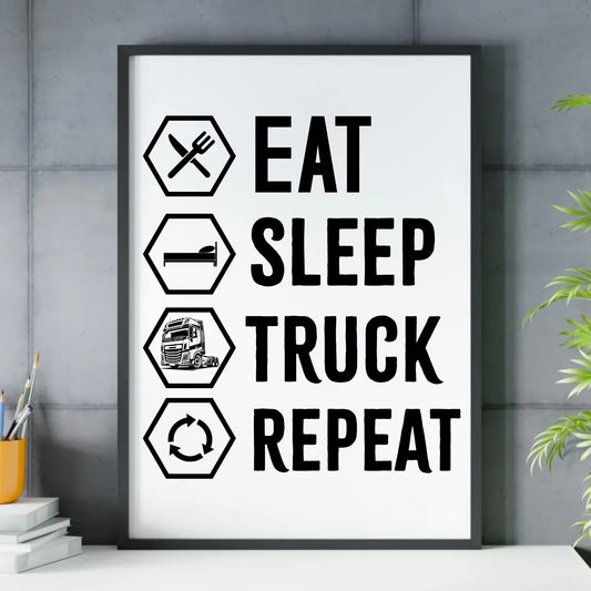 Eat Sleep Truck Repeat | Obraz w ramie dla kierowcy tira ZKT05