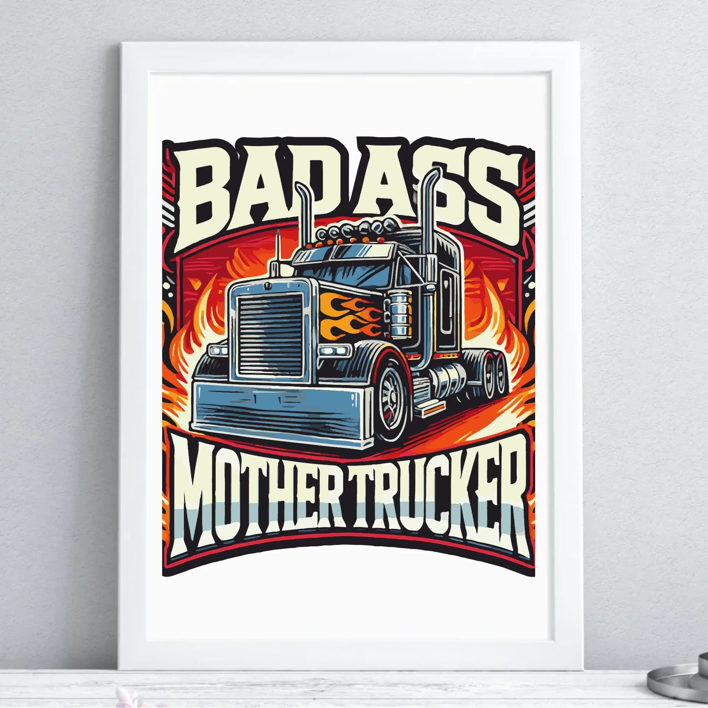 Badass Mother Trucker | Obraz w ramie dla kierowcy tira ZKT04