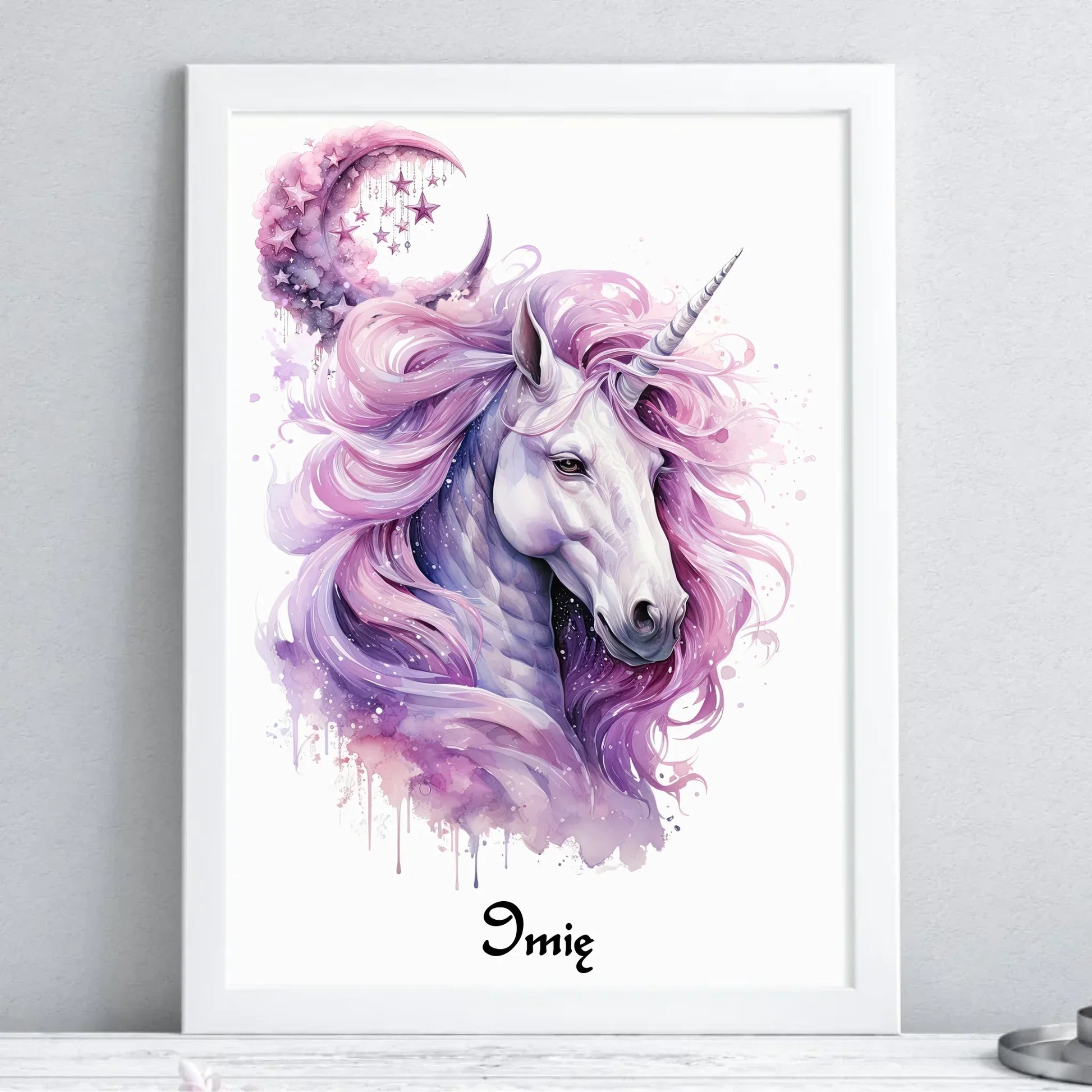Różowy jednorożec | Obraz w ramie DD15 - StoryCups.pl