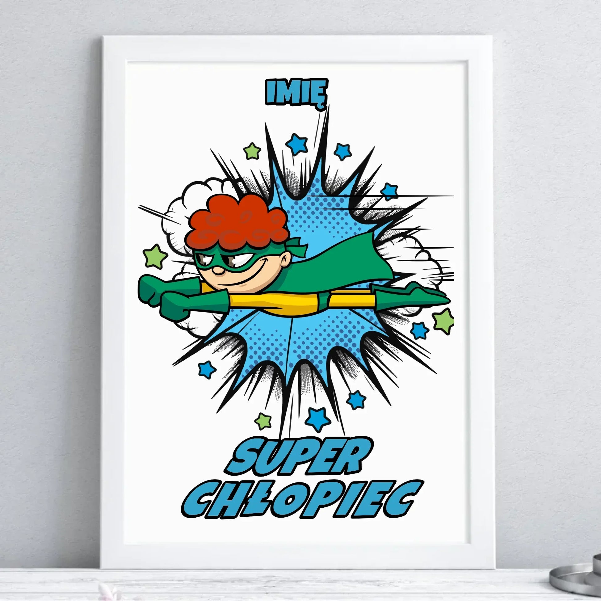 Super Chłopiec | Obraz w ramie do pokoju dziecięcego DD18 - StoryCups.pl