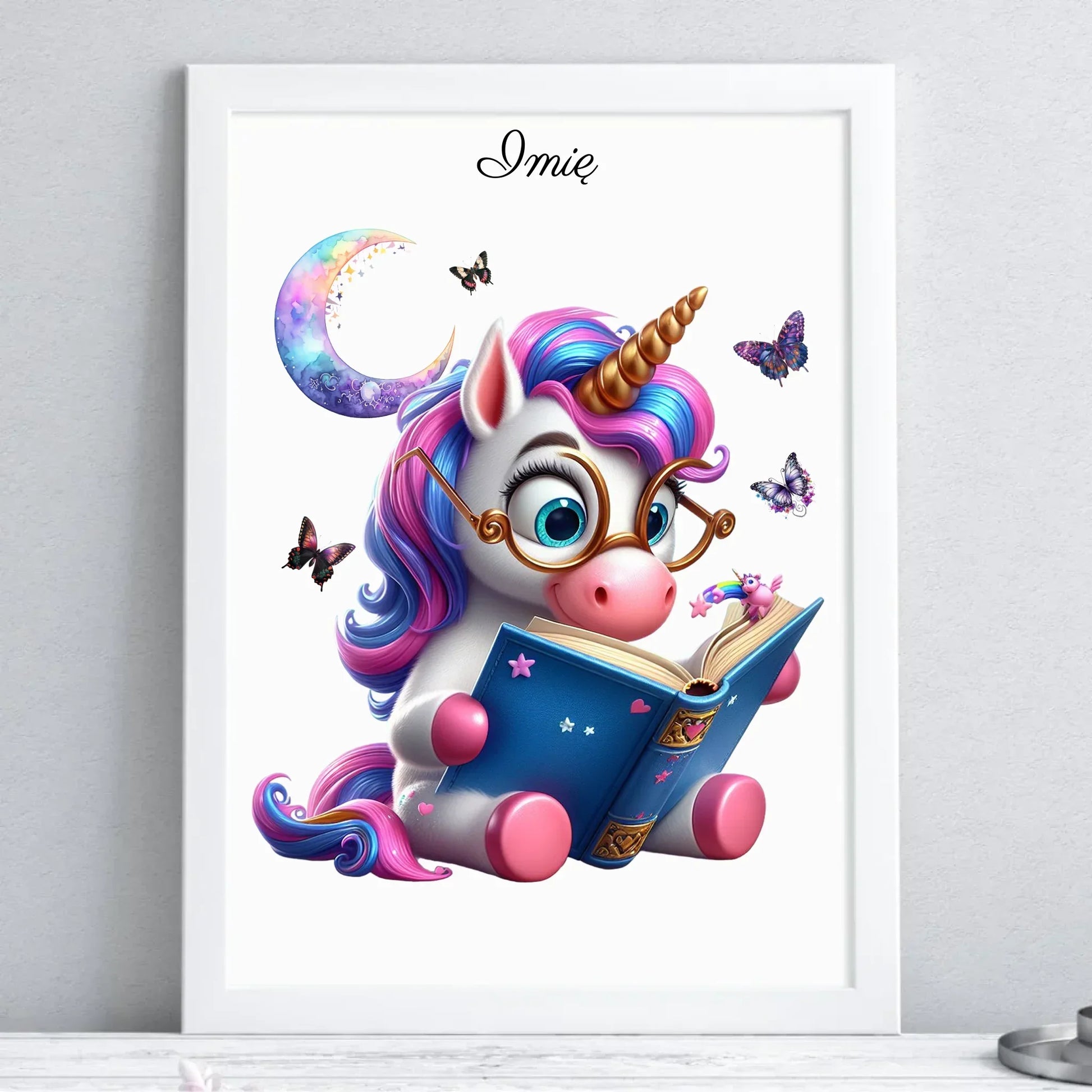 Księżycowy jednorożec | Obraz w ramie dla dziecka DD11 - StoryCups.pl