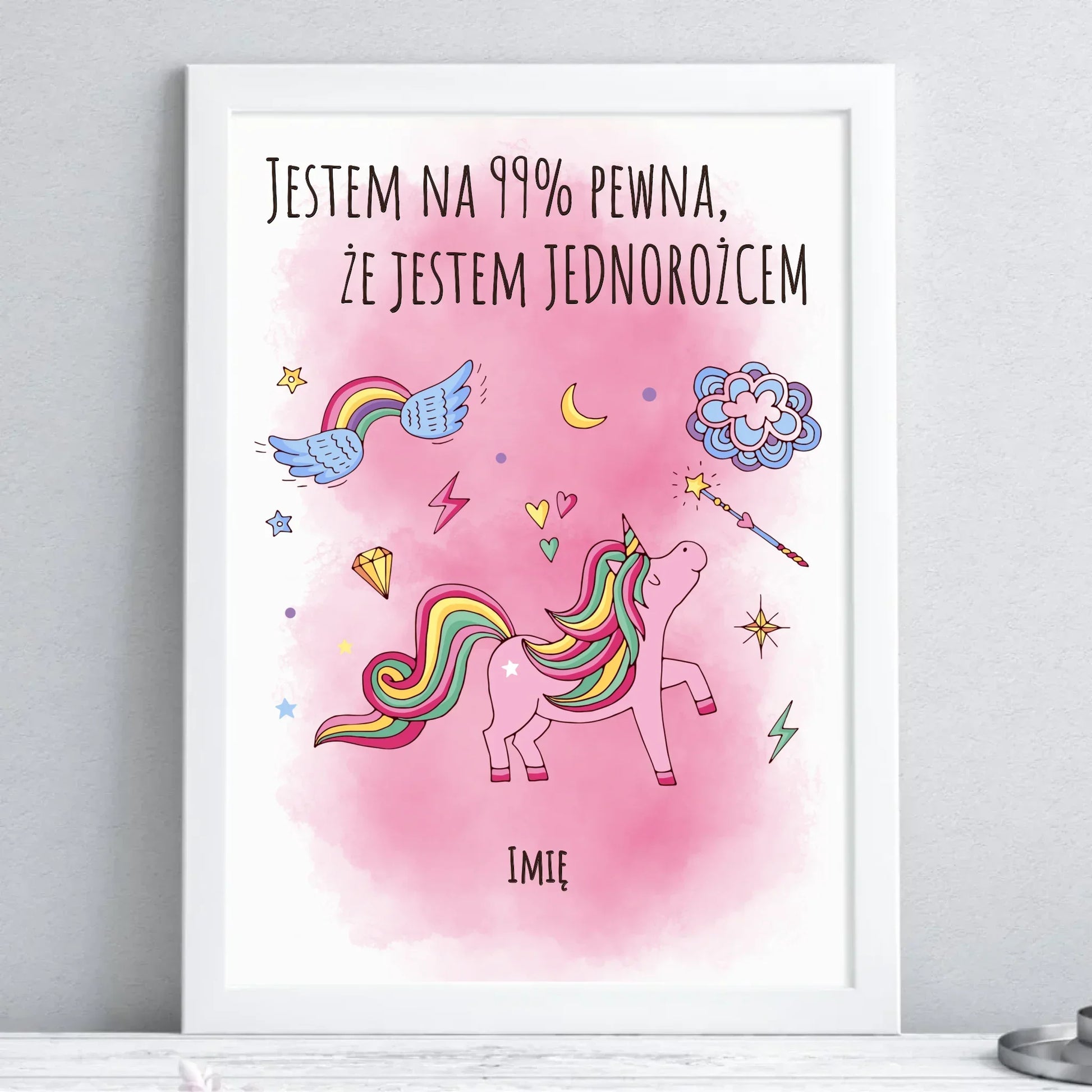 Na 99% jestem jednorożcem | Obraz w ramie dla dziecka DD12 - StoryCups.pl