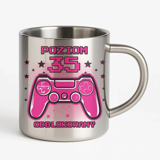 Poziom odblokowany (wiek) | Kubek metalowy na urodziny dla gracza U23 - StoryCups.pl