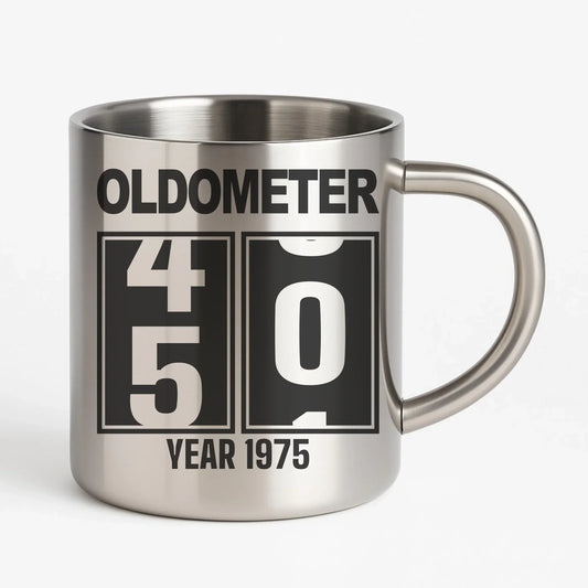 Oldometer 20-85 lat | Kubek metalowy na urodziny U06 - StoryCups.pl