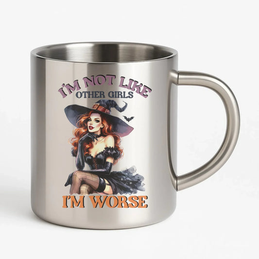 Nie jestem jak inne dziewczyny Czarownica | Kubek metalowy dla kobiety HL24 - StoryCups.pl