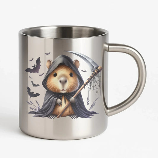 Kapibara Żniwiarz Halloween | Śmieszny kubek metalowy HL20 - StoryCups.pl