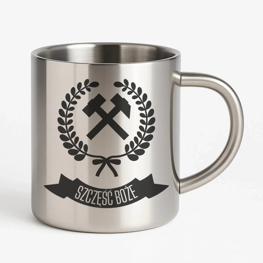 Szczęść Boże | Kubek metalowy prezent dla górnika G02 - StoryCups.pl