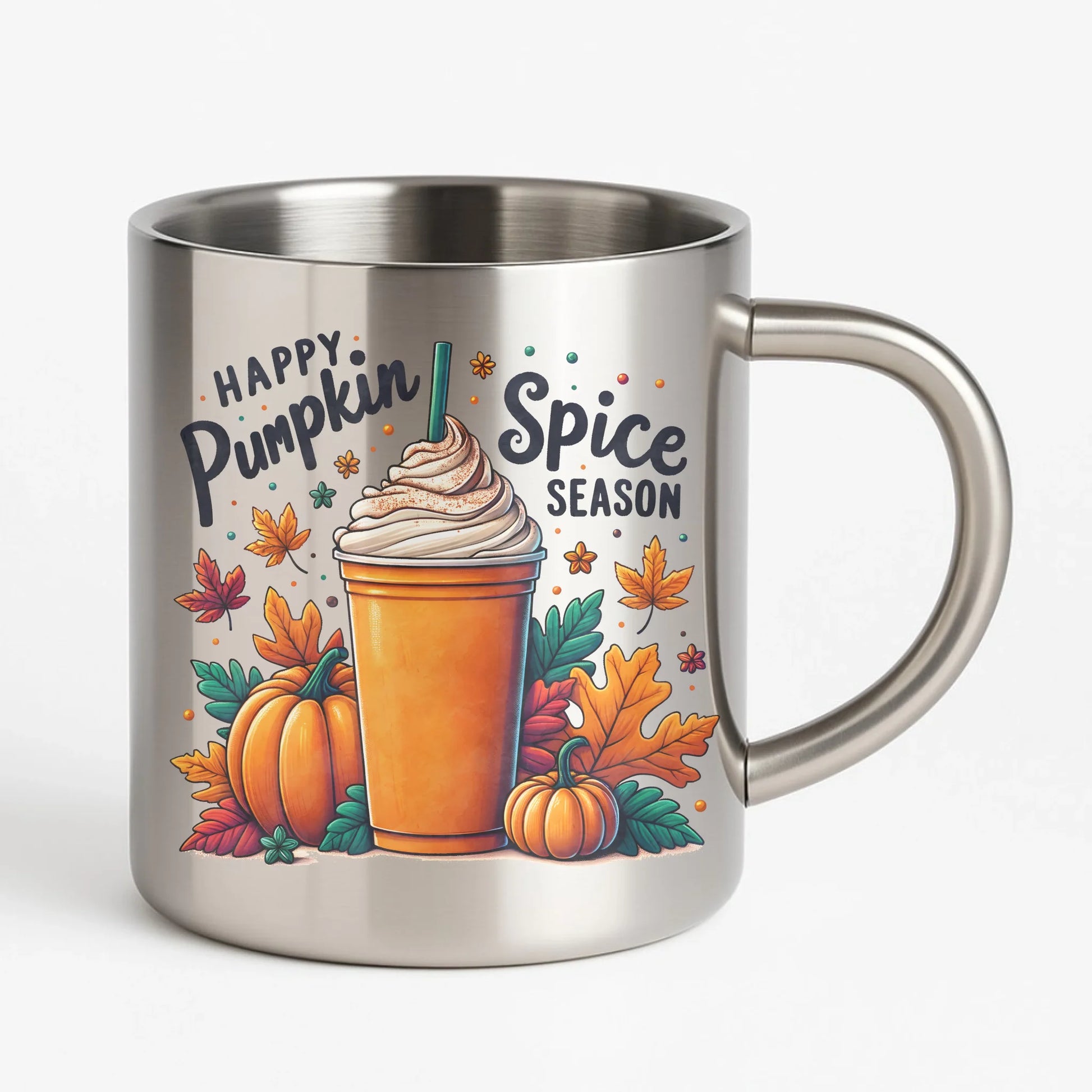 Kubek metalowy jesienny - Pumpkin Spice - kawa dyniowa JS02 - StoryCups.pl