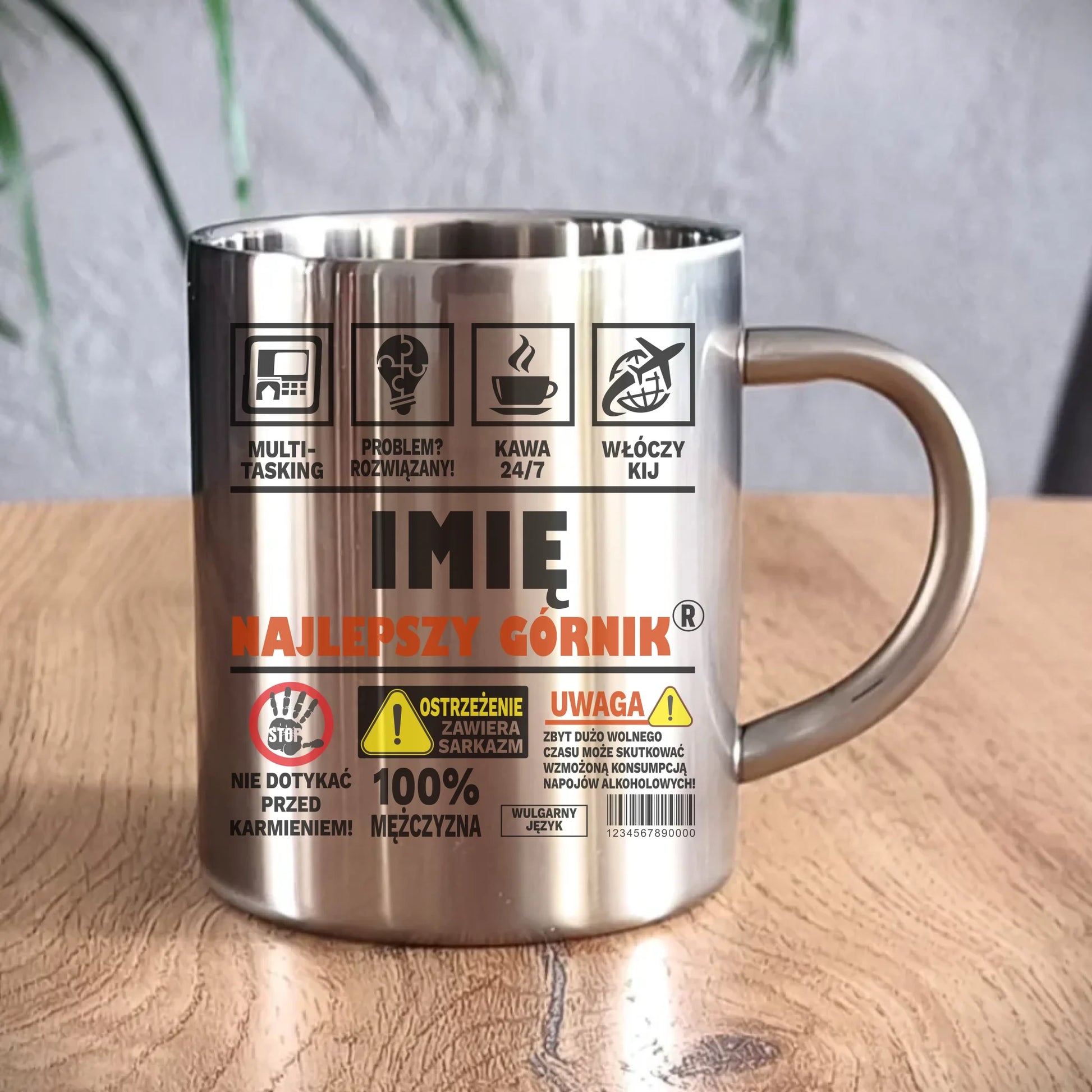 Kubek metalowy - prezent dla górnika - Najlepszy górnik 24/7 - personalizowany G11 - StoryCups.pl