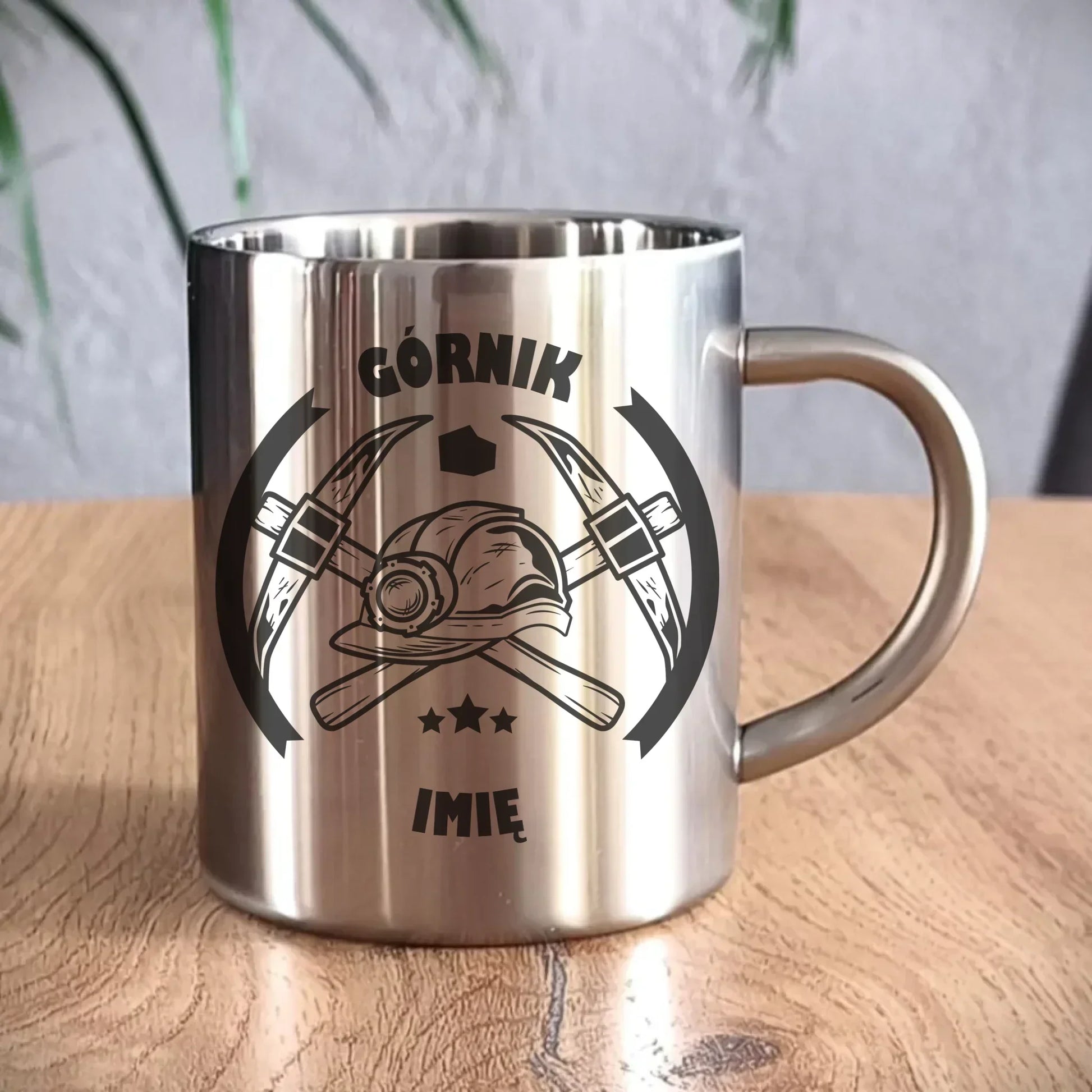 Górnik imię | Personalizowany kubek metalowy dla górnika na prezent G04 - StoryCups.pl