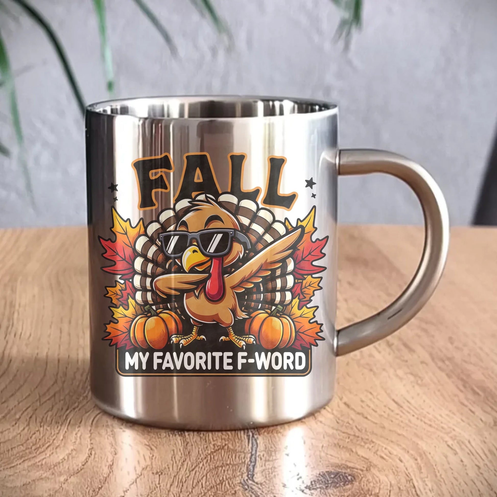 Kubek metalowy jesienny - FALL my favorite F-word JS11 - StoryCups.pl