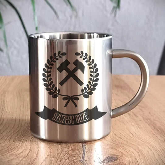 Szczęść Boże | Kubek metalowy prezent dla górnika G02 - StoryCups.pl