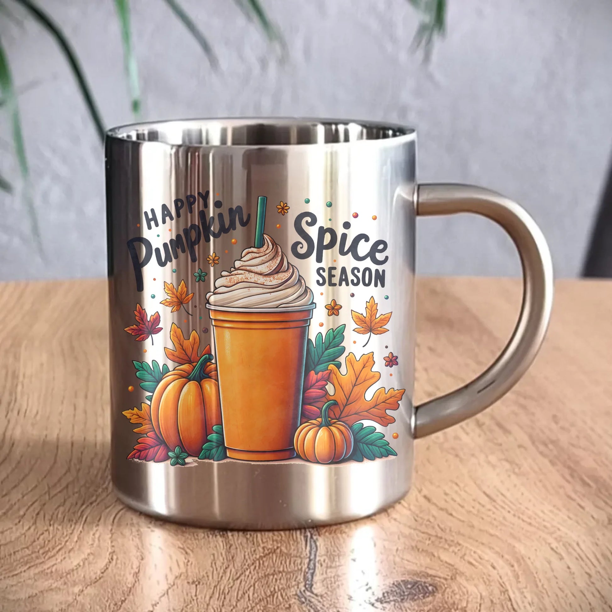 Kubek metalowy jesienny - Pumpkin Spice - kawa dyniowa JS02 - StoryCups.pl