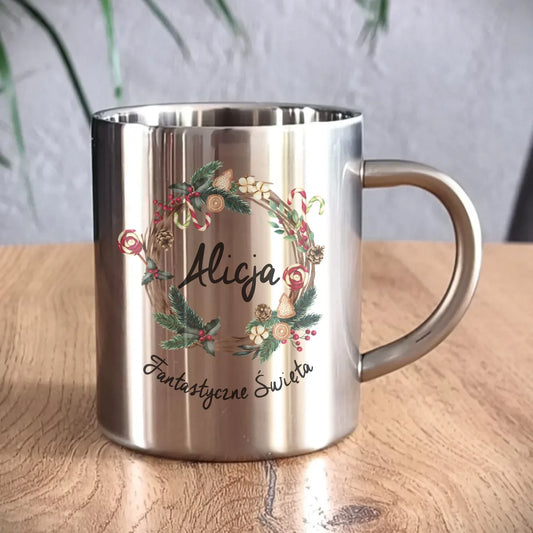 Fantastyczne Święta | Świąteczny kubek metalowy z imieniem na prezent BN14 - StoryCups.pl