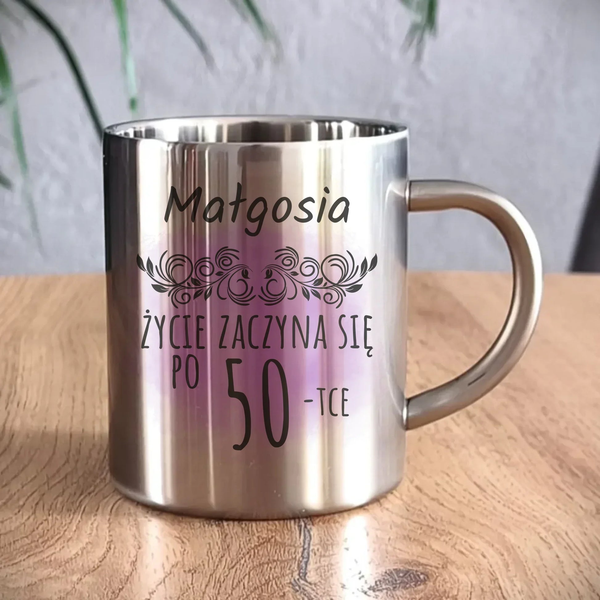 Życie zaczyna się po WIEK | Kubek metalowy prezent na urodziny U03 - StoryCups.pl