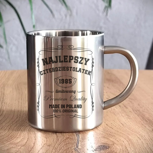 Najlepszy czterdziestolatek | Kubek metalowy prezent na 40 urodziny U04 - StoryCups.pl