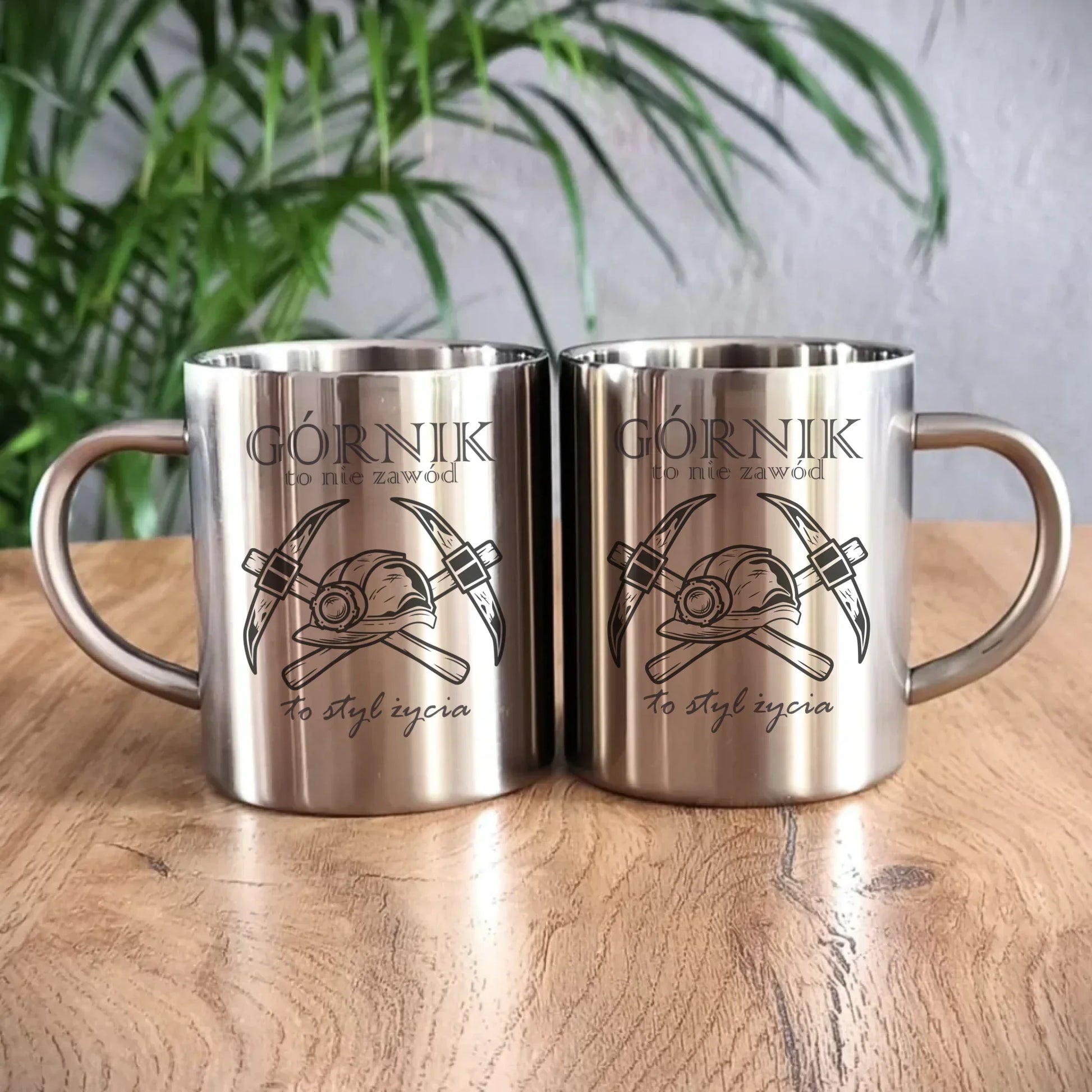 Górnik to nie zawód to styl życia | Kubek metalowy dla górnika na prezent G05 - StoryCups.pl