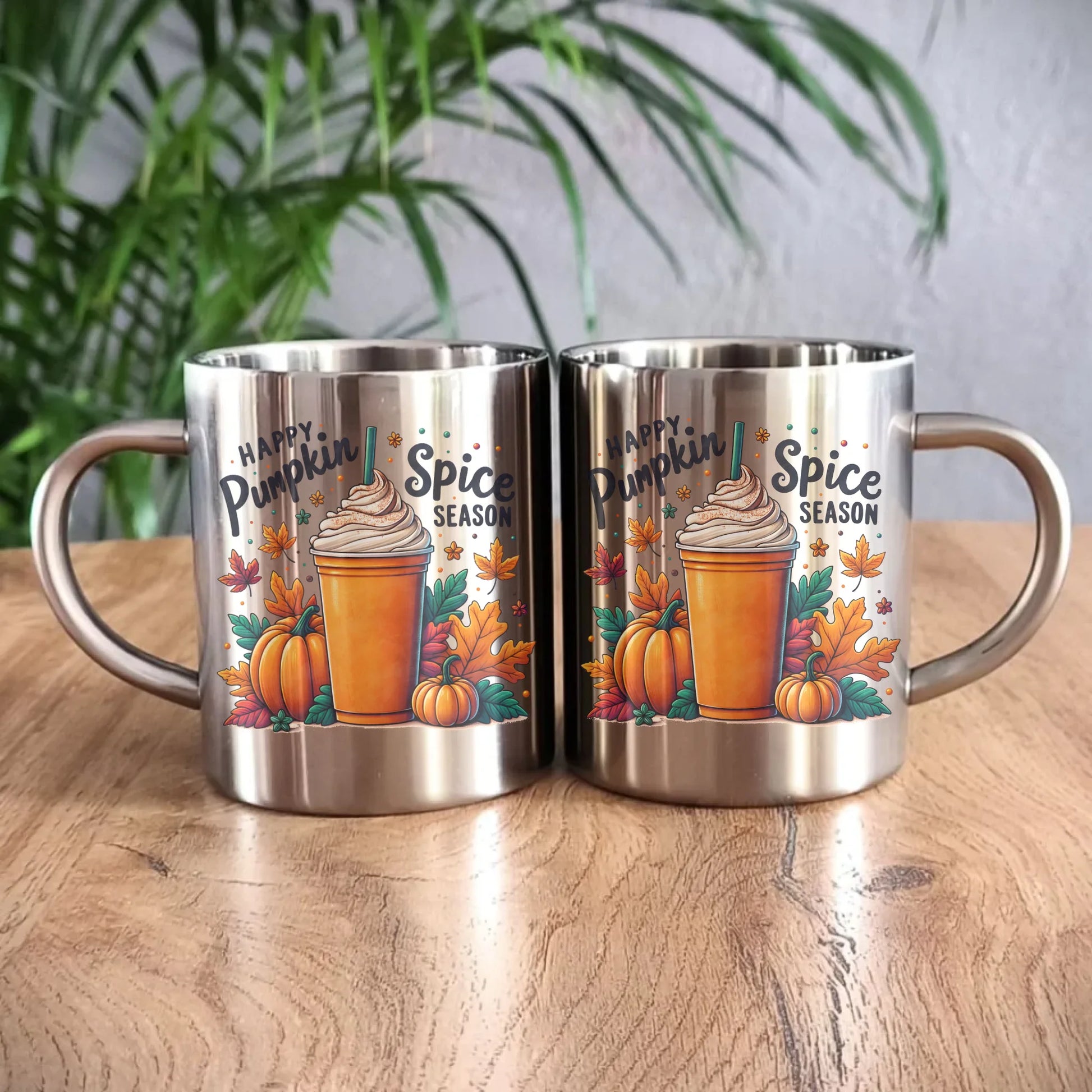 Kubek metalowy jesienny - Pumpkin Spice - kawa dyniowa JS02 - StoryCups.pl