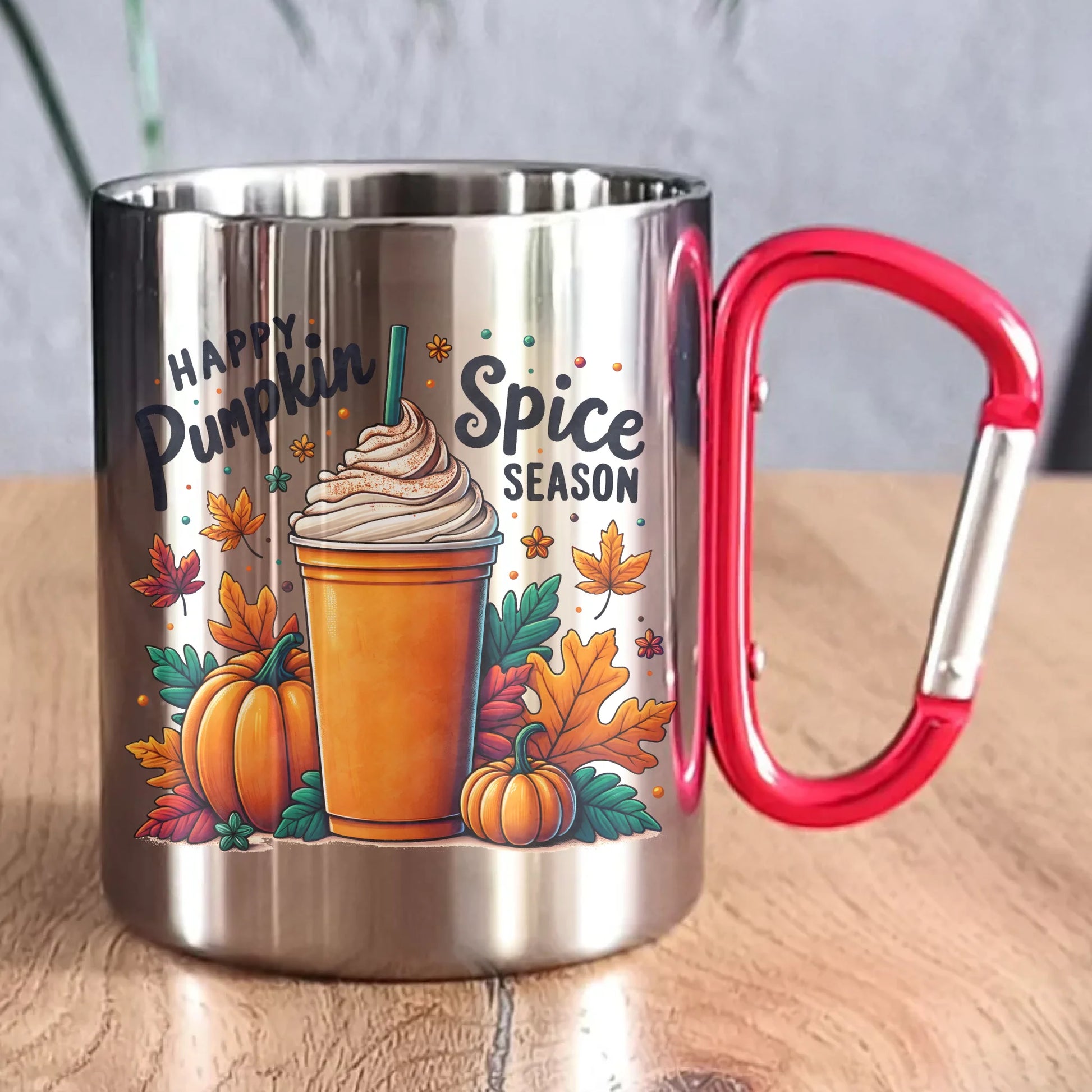 Kubek metalowy jesienny - Pumpkin Spice - kawa dyniowa JS02 - StoryCups.pl