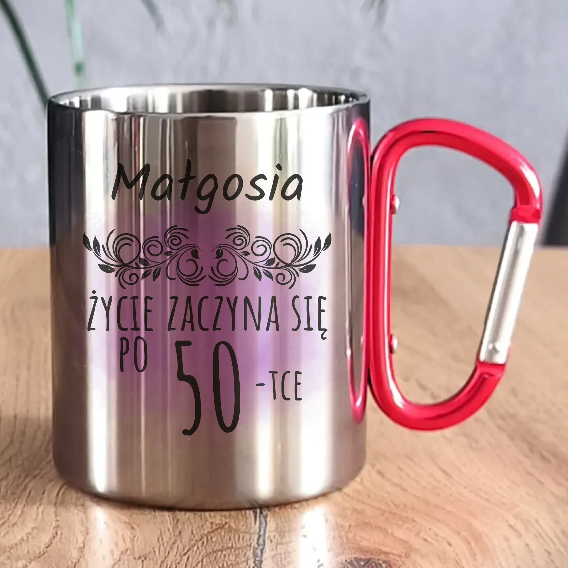 Życie zaczyna się po WIEK | Kubek metalowy prezent na urodziny U03 - StoryCups.pl