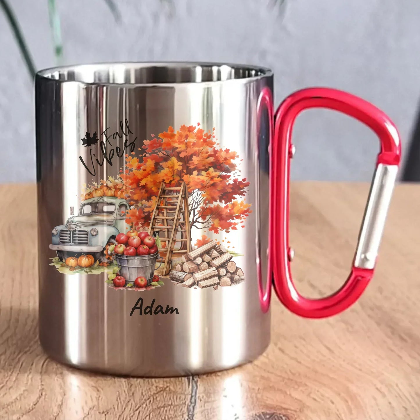 Fall Vibes imię | Kubek metalowy jesienny JS07 - StoryCups.pl